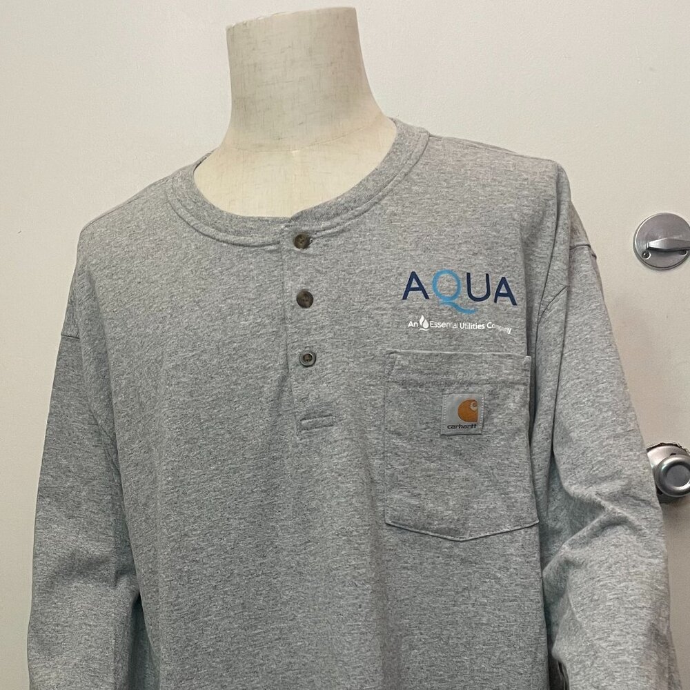 Carhartt Men’s 3XL Loose Fit Gray Henley Workwear Shirt.